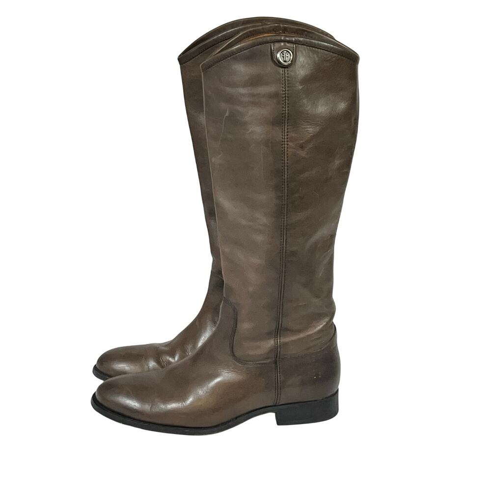 Frye Melissa Button Tall Pull On Riding Boots 8.5B Brown Leather 4015E17